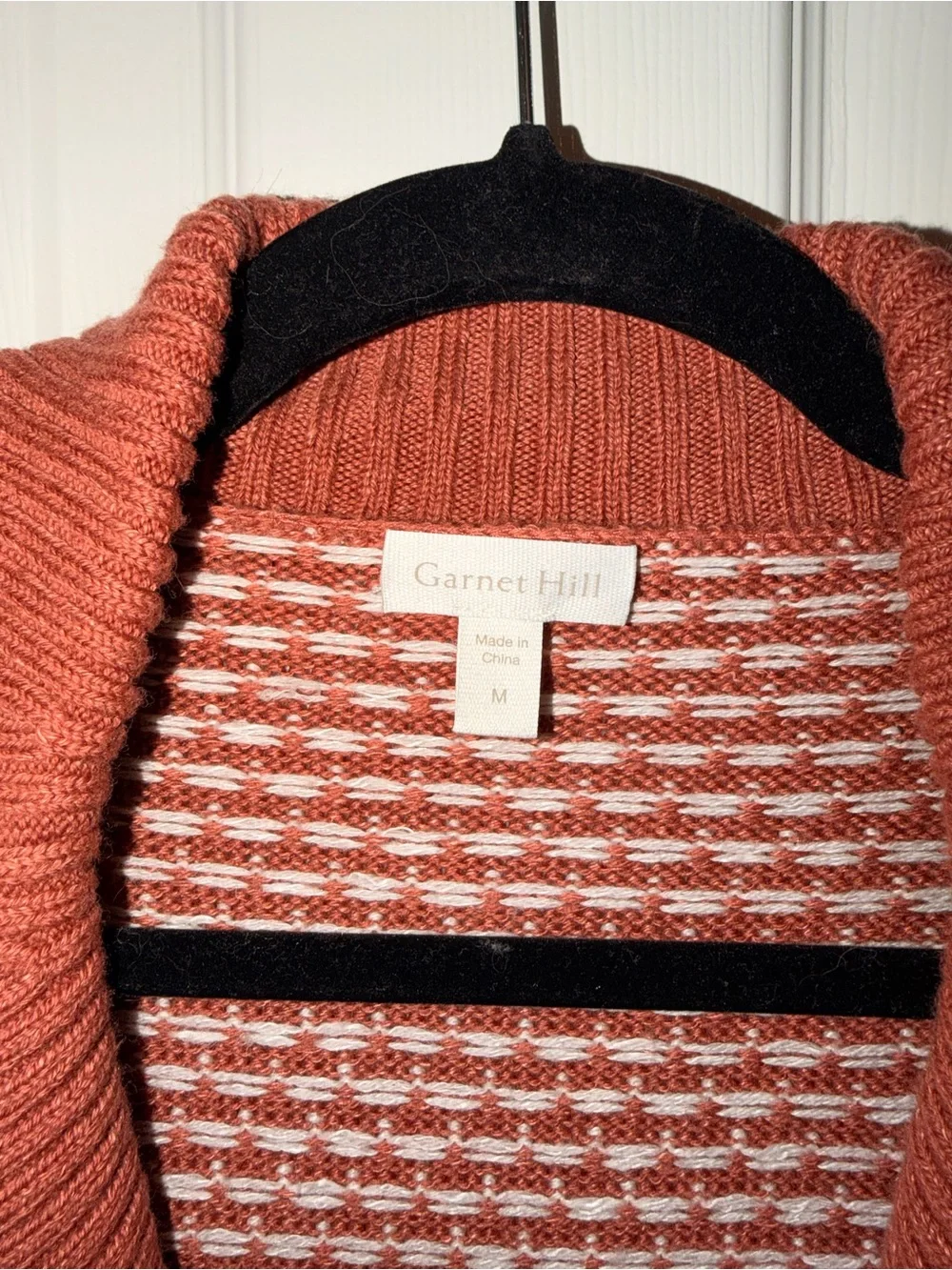 Garnet Hill Burnt Orange w/ White Design Cardigan